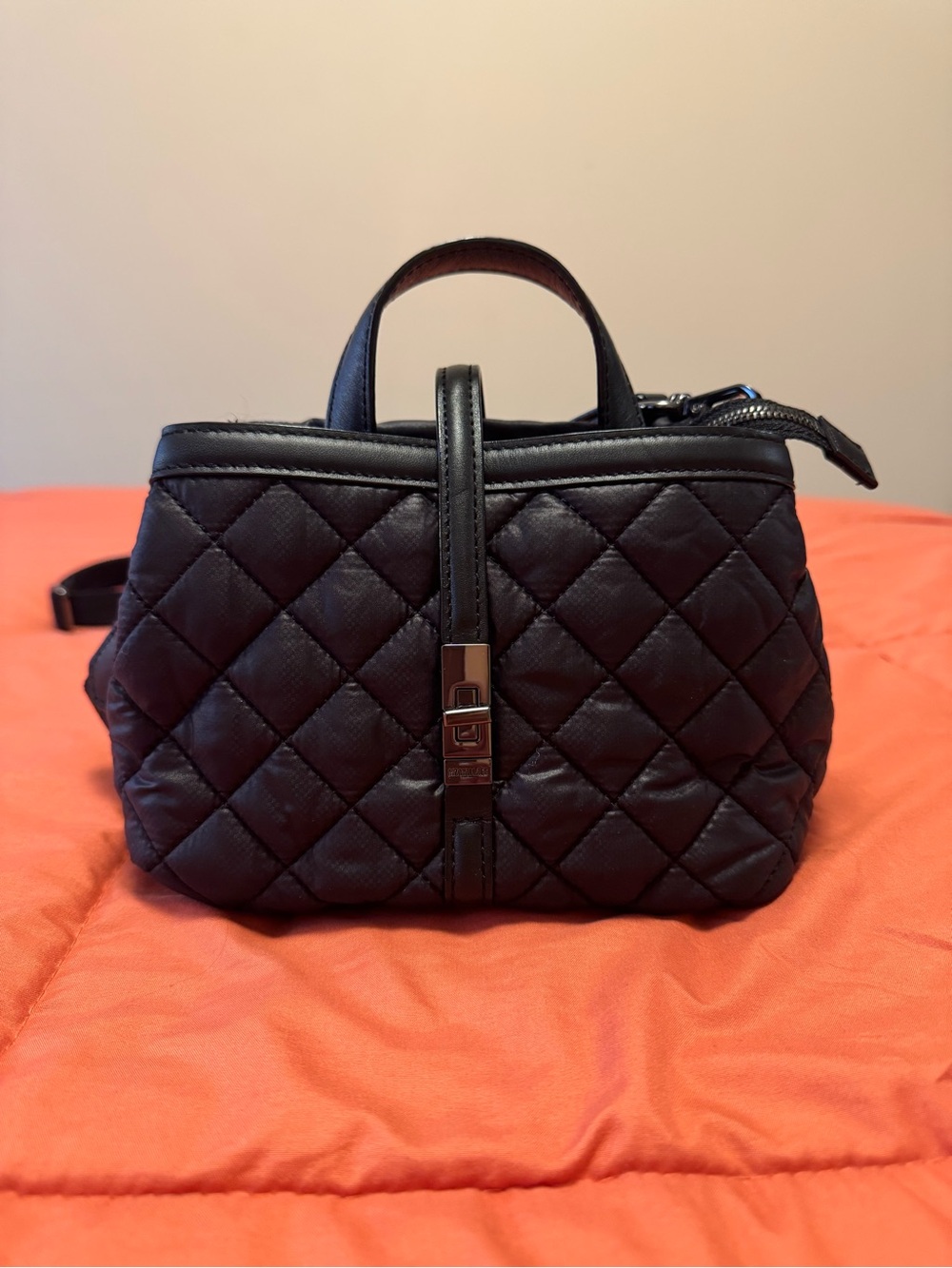 MZ Wallace Black Quilted Mini Top-Handle Satchel